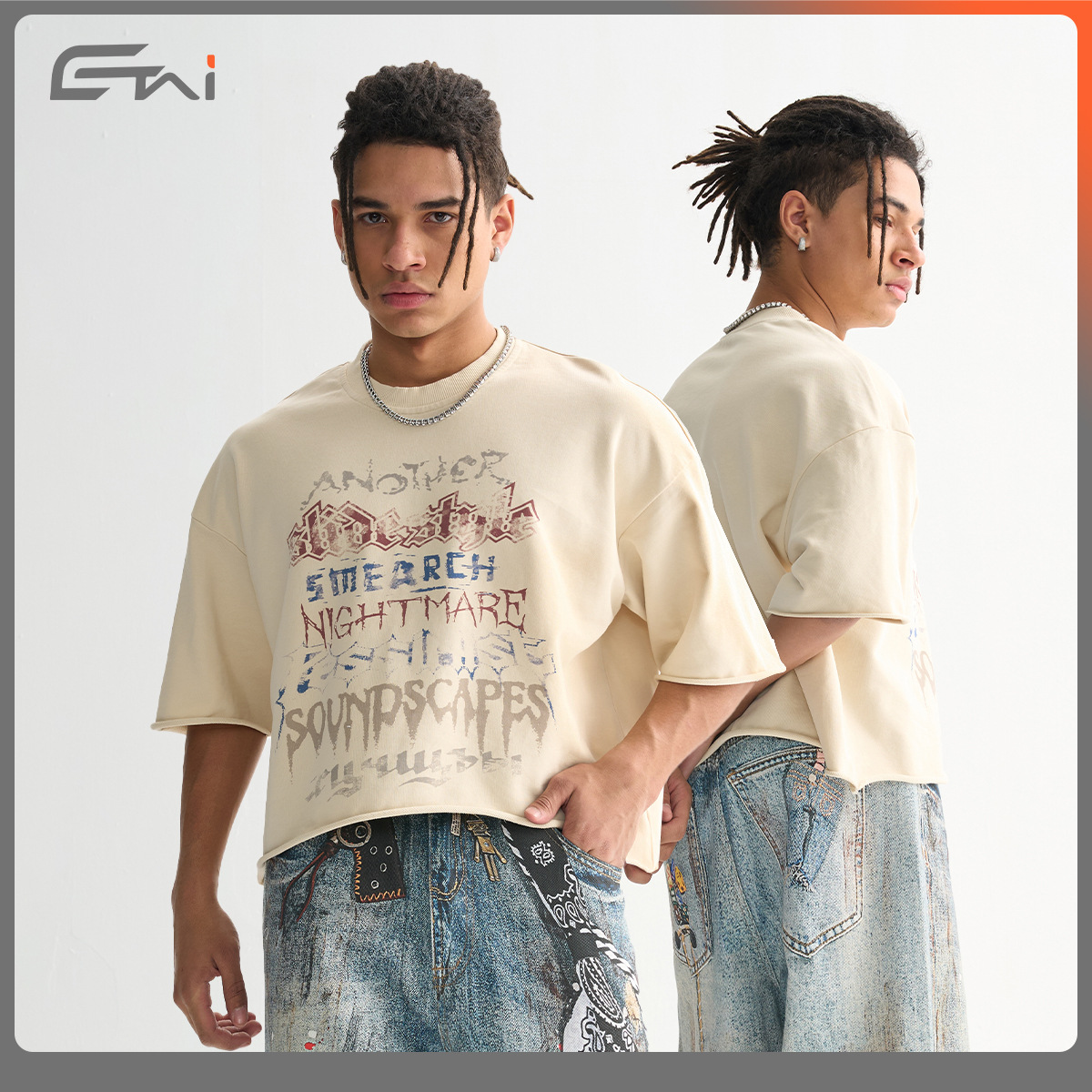 ETAI marca de moda de verano 270g pesado cuello redondo simple corta ancha camiseta de algodón mezcla casual hombre mangas cortas