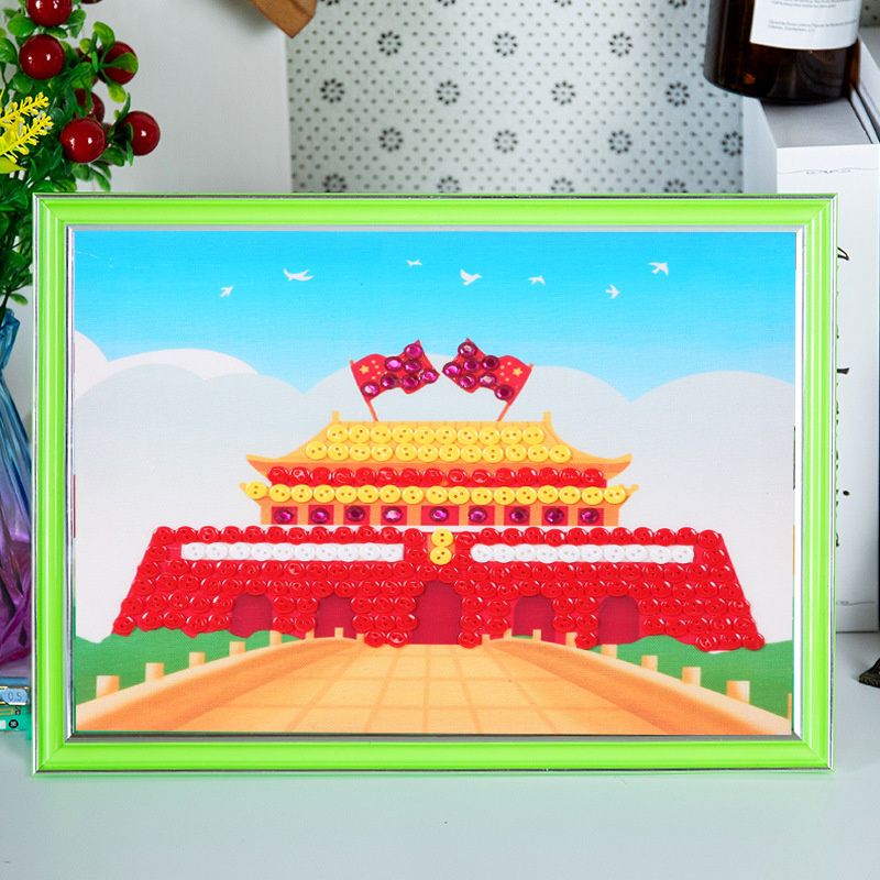建国記念日ボタン絵画 diy 手作り愛国赤い革命勝利テーマボタンペースト絵画制作材料パッケージ|undefined