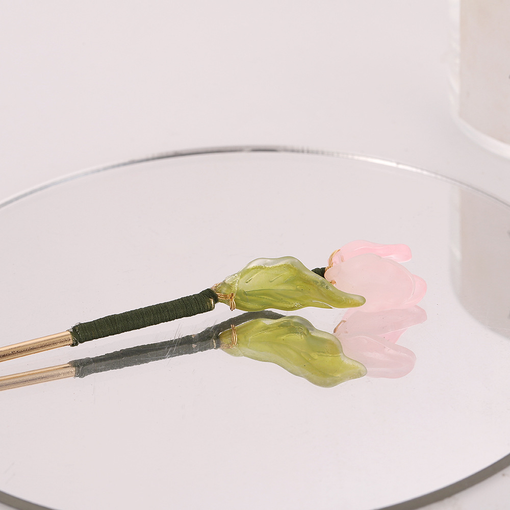 Zhao Lusi mismo estilo Tulip horquilla hembra estilo antiguo cabeza de bola horquilla accesorios para el cabello Hanfu accesorios simples palillos diarios