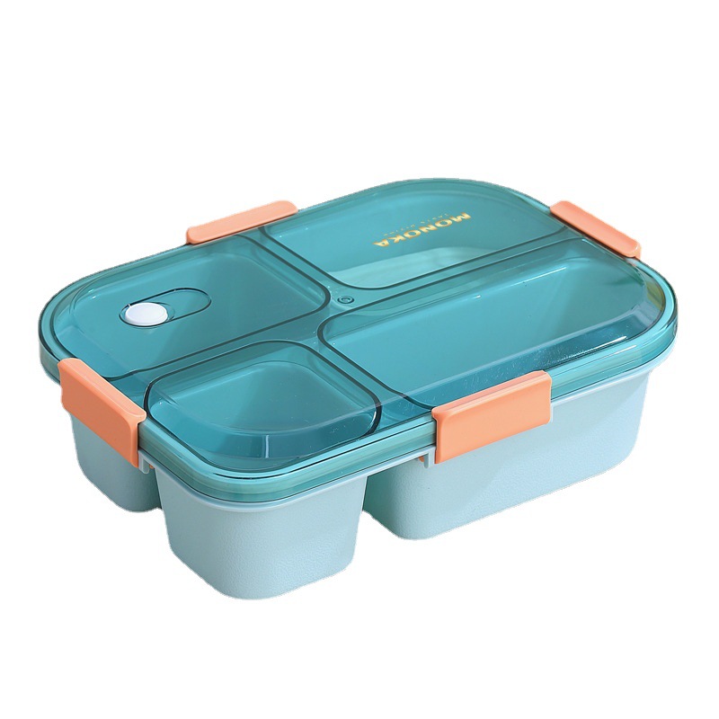 Caja de almuerzo de tres cuartos con cubierta de cuatro compartimentos caja de sopa cubierta de cubierta de plástico almuerzo de microondas para estudiantes
