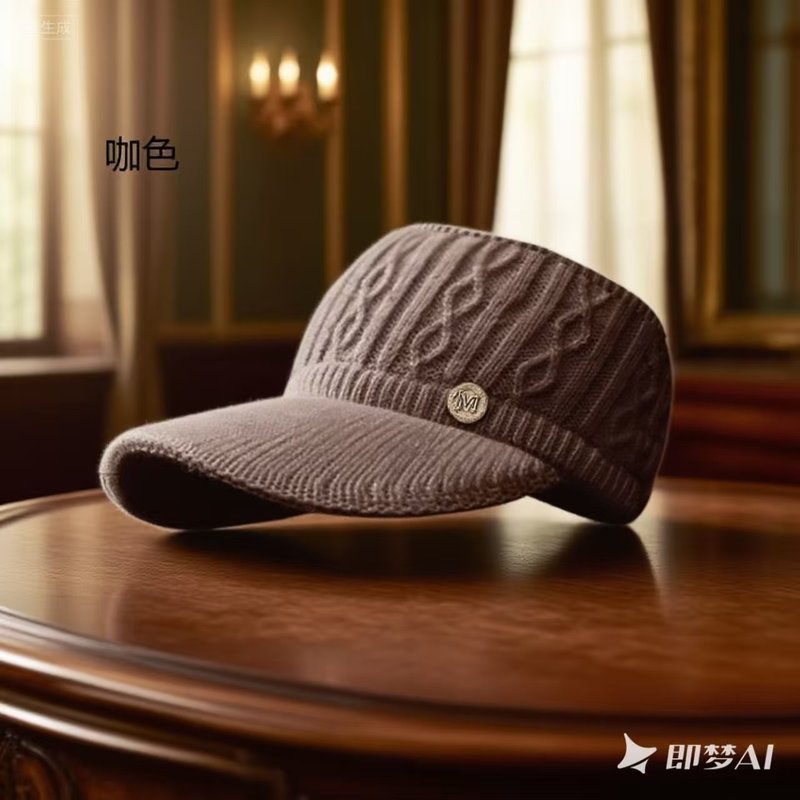空顶运动针织帽女可扎马尾鸭舌帽秋冬季百搭加绒户外毛线帽|undefined