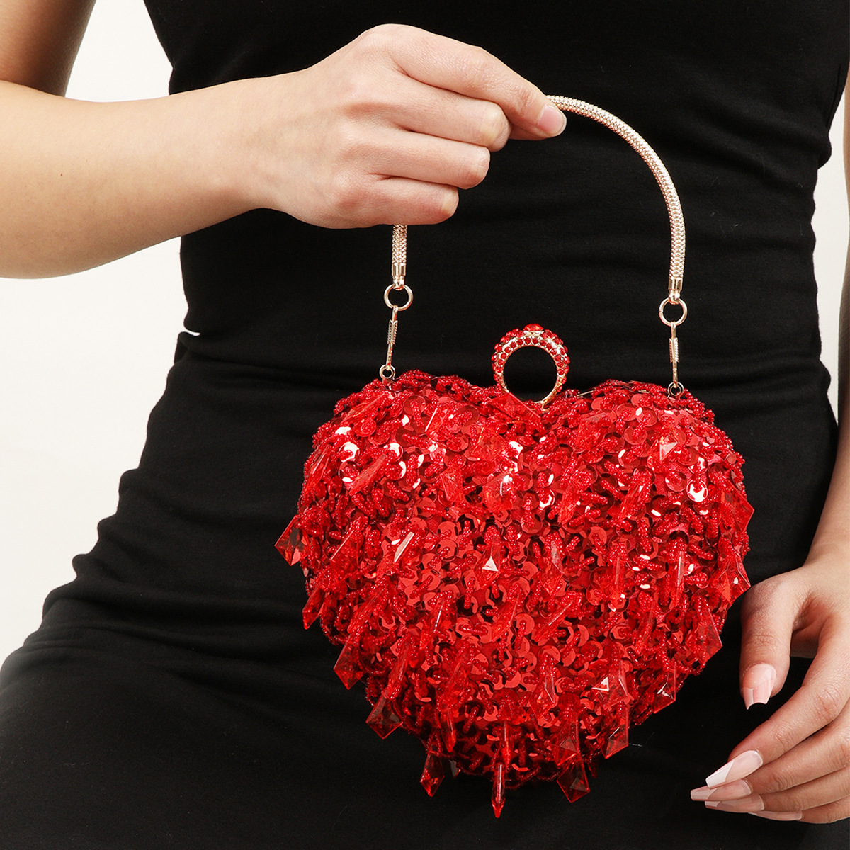 goods in stock 2022 Cross border new pattern Europe and America Embroidery Beading Heart-shaped Evening Bags banquet full dress Hand Evening bag