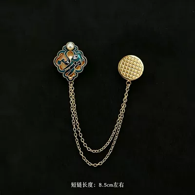 New Chinese-style enamel phoenix brooch, vintage pearl chain pin, Hanfu and cheongsam accessory, anti-slip clasp (Yaxa sancaqları) - gold-chain-magnetic-style