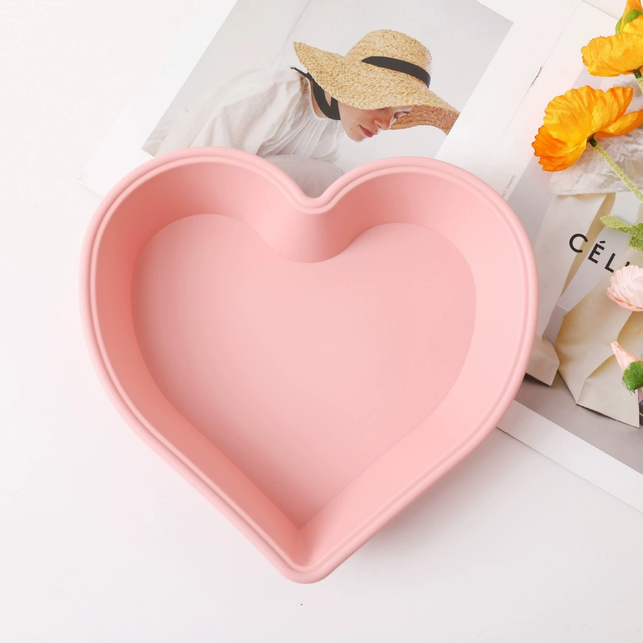 Large silicone cake model Aixin Mousse cake mold resistant high -temperature cake 8 -inch heart -shaped cake barbecue