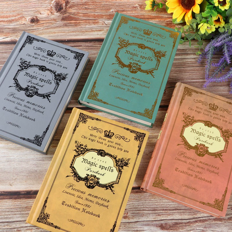 Retro magic notebook, A5 hardcover, thick vintage design, birthday gift
