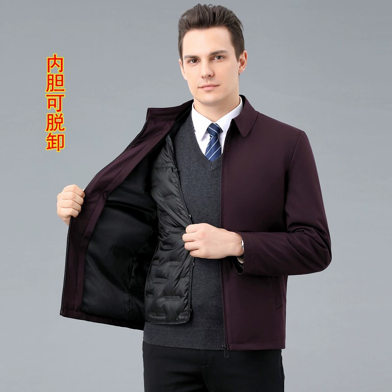 Removable winter liner for leisure, short down jacket, for middle age