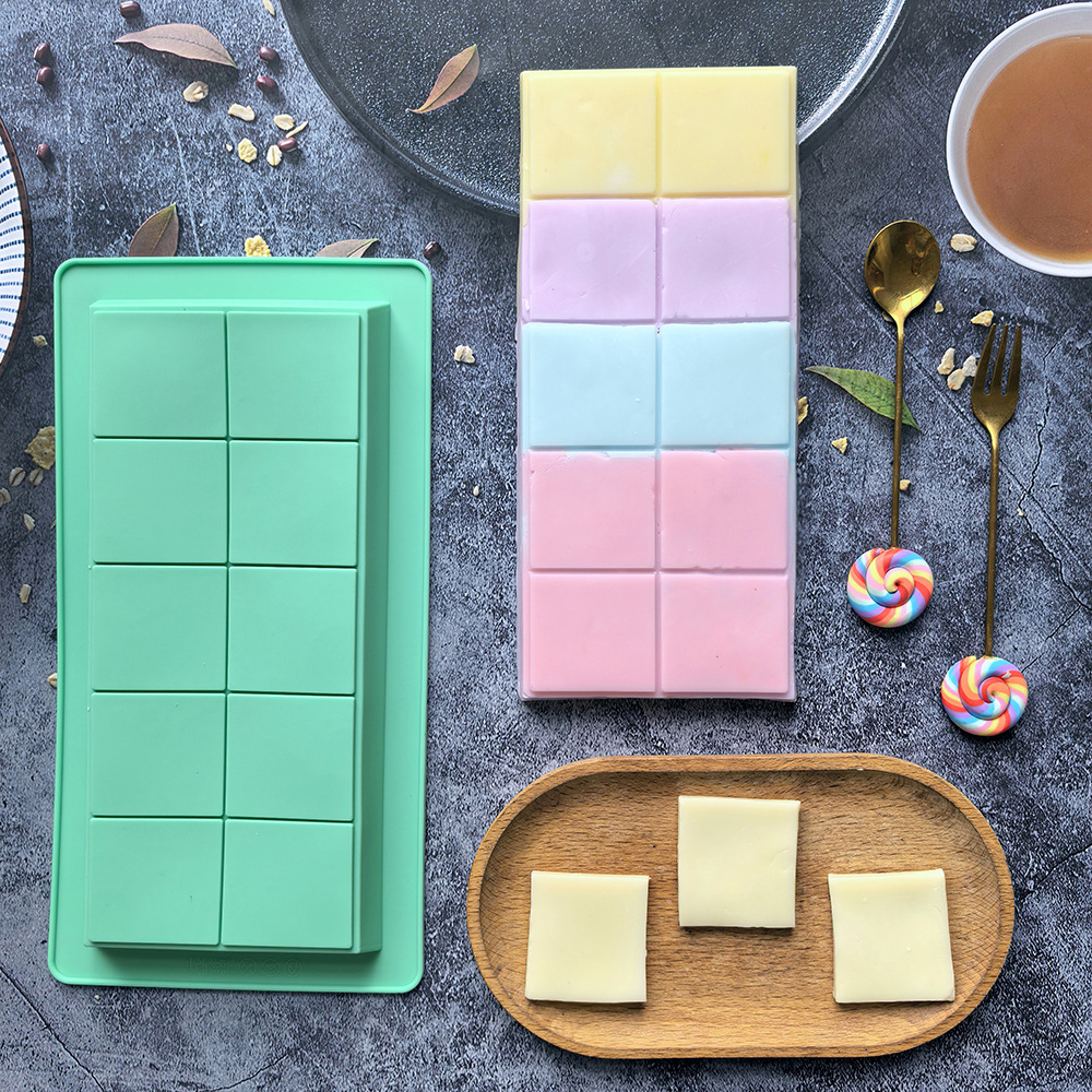 10 grados de chocolate molde de silicona cuadrado rectangular molde de barras de chocolate molde 784