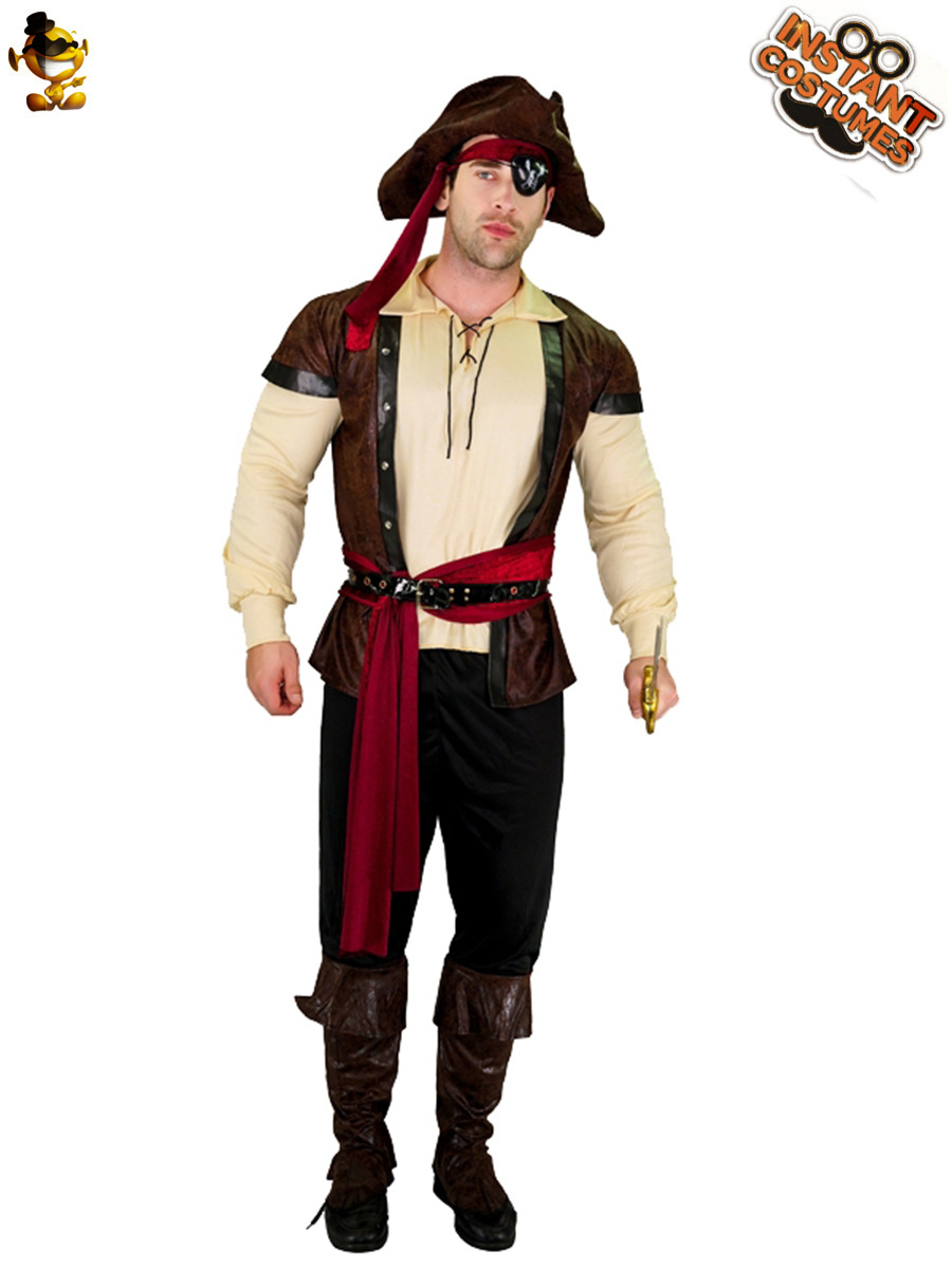 Halloween adulto hombres grandes de cuero pirata rendimiento traje Cosplay juego de rol partido traje de la etapa