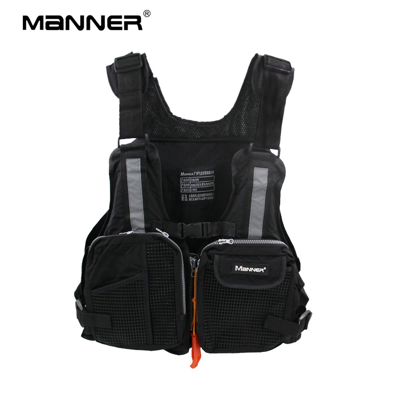 Factory-direct Manner adult buoyancy vest, fishing waistcoat with multiple pockets, professional life jacket.