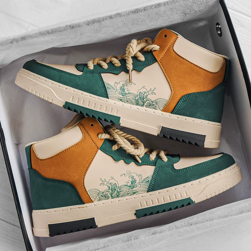 Мужская обувь, осенняя новая обувь с высоким берцем, спортивный отдых, корейская мода Joker, Подростковая толстая подошва, оптовая продажа, модная обувь AJ