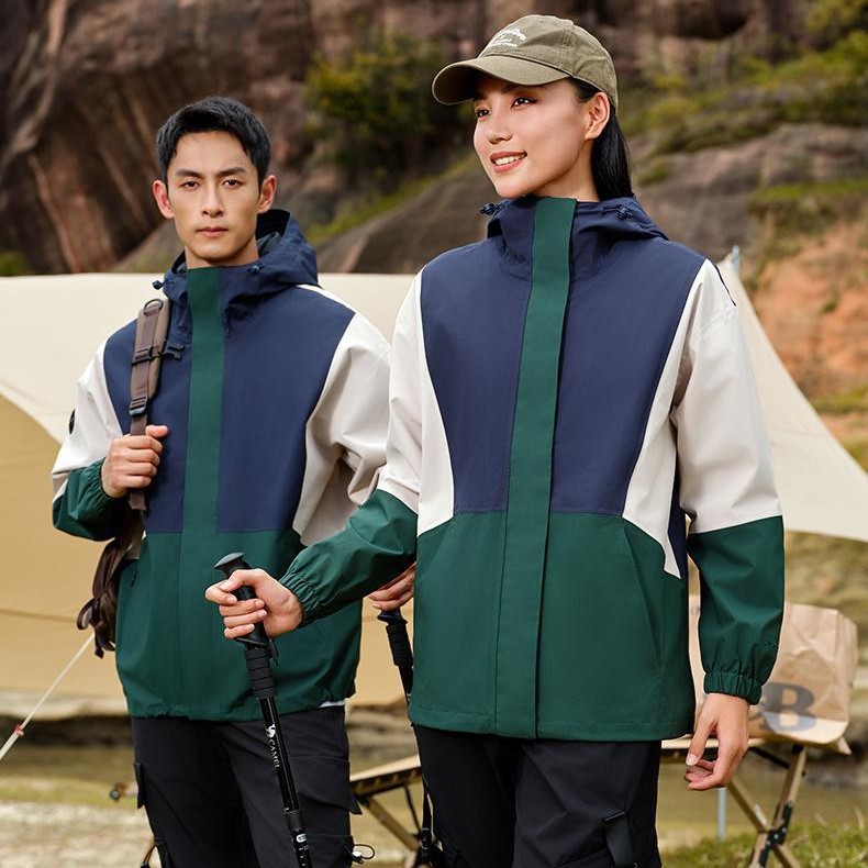 骆驼同款风衣男女三防冲锋衣户外防水保暖拼色批发印制定LOGO工装