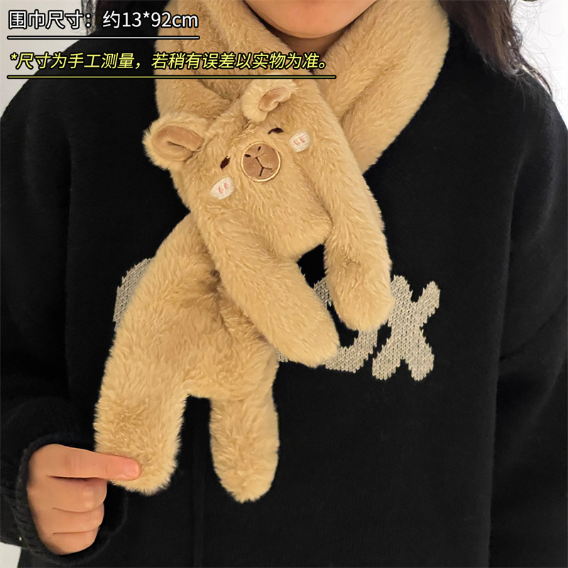 Caricatura lindo oso bufandas de peluche mujeres 2024 nuevo otoño y invierno calentamiento grueso guantes de viento a prueba de frío image 9