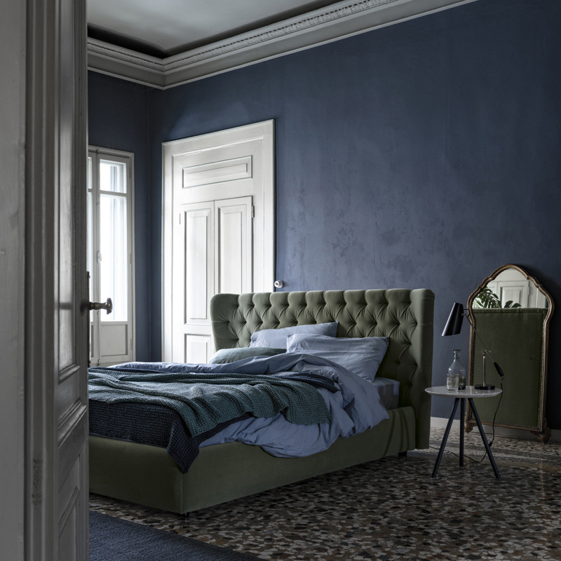 北歐簡約布藝拉扣床意式輕奢設計師雙人床美式簡約高背1.8米婚床