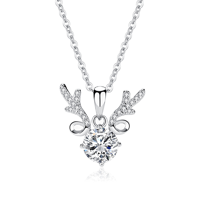 S925 plata esterlina nuevo estilo todo-camino collar de ciervos con usted mujer corbata colgante luz lujo nicho regalo de Navidad al por mayor