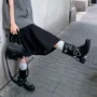 厚底时尚复古黑色骑士靴