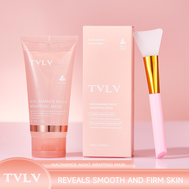 跨境TVLV烟酰胺夜间涂抹面膜滋润保湿提亮护肤清洁包裹式撕拉面膜|undefined