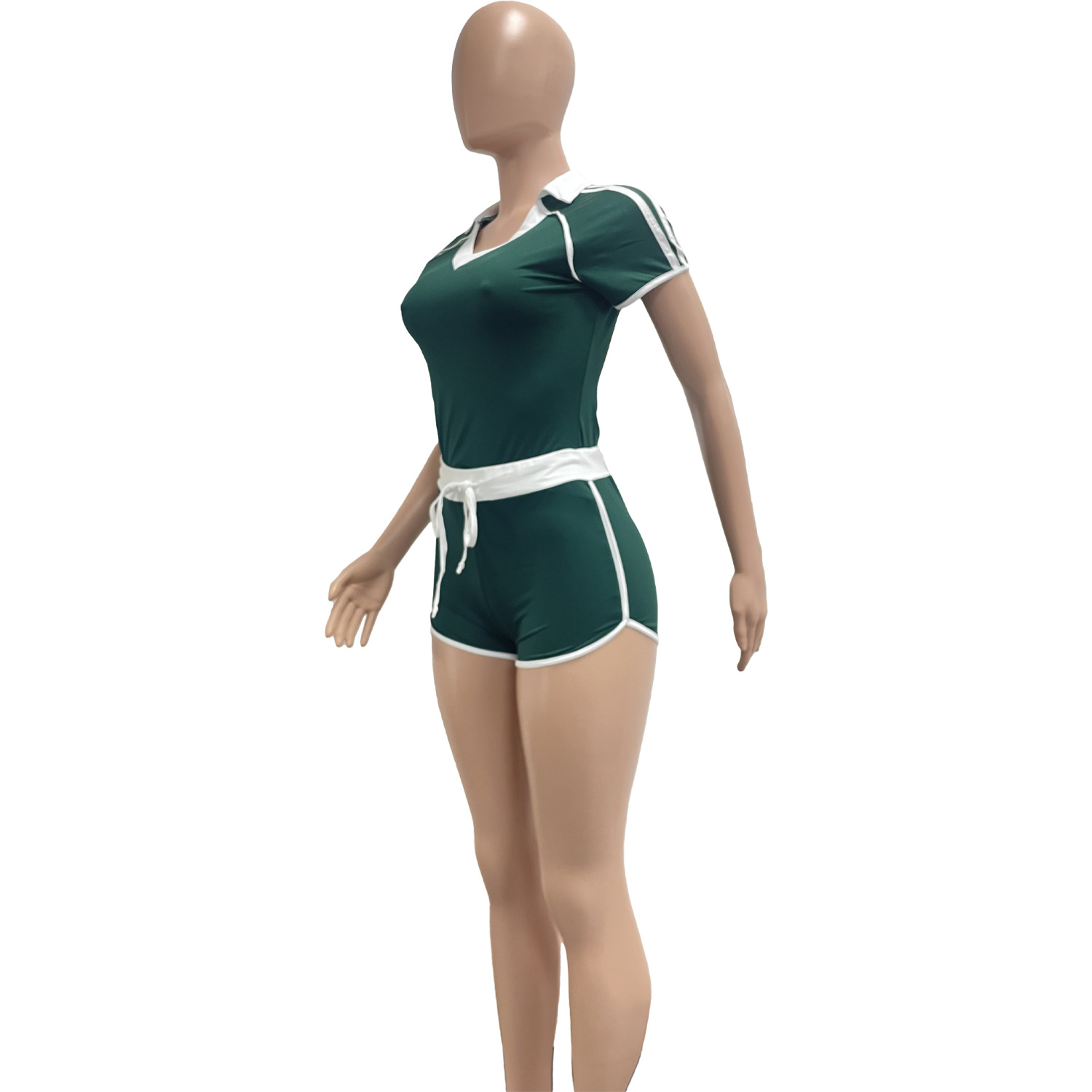 Supply Women Clothing Casual Sports High Elastic Yoga Fabric Layering V neck Two Piece Sets