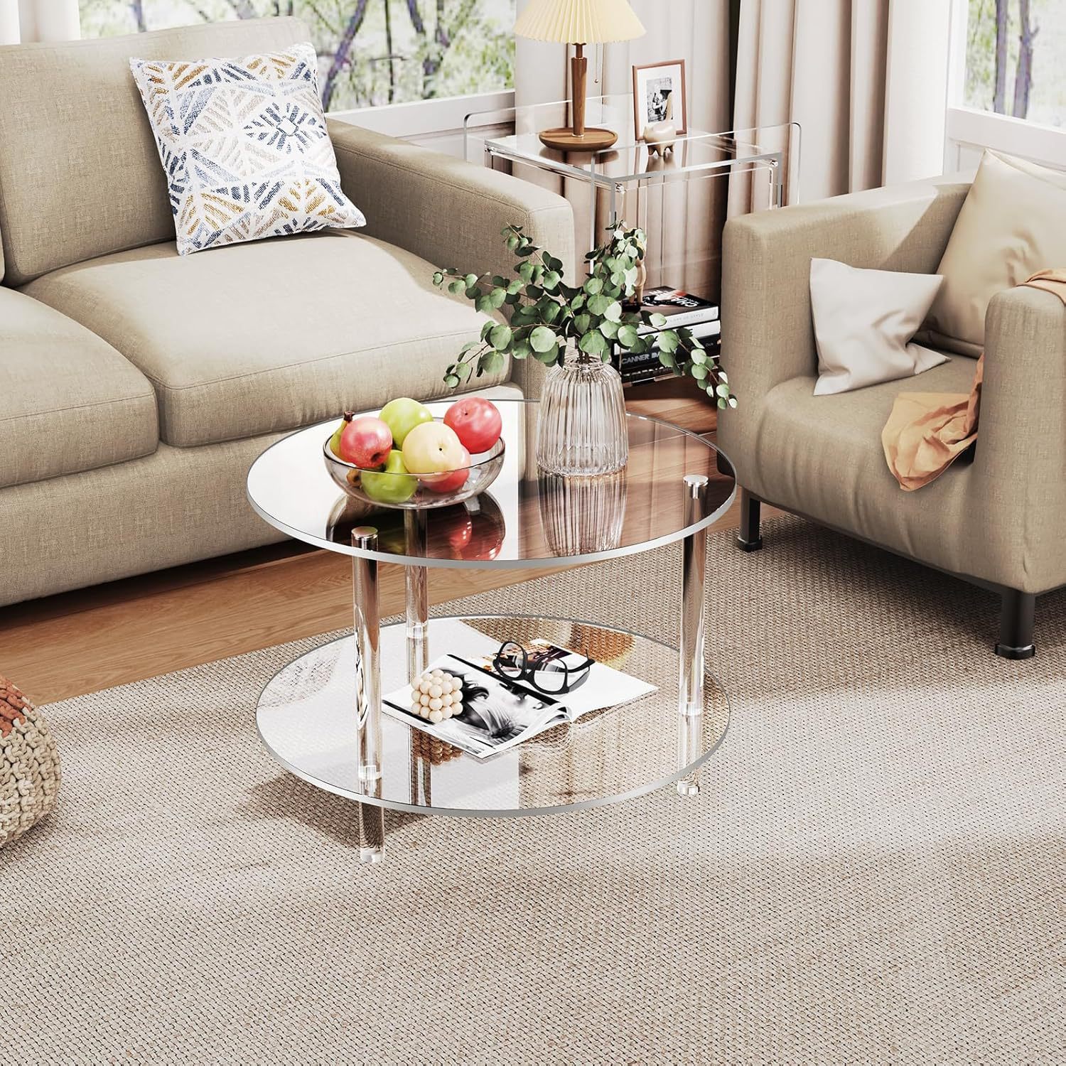 Acrylic Transparent Coffee Table Living Room Home Small Apartment Modern Simple Round Tea Table Small Table