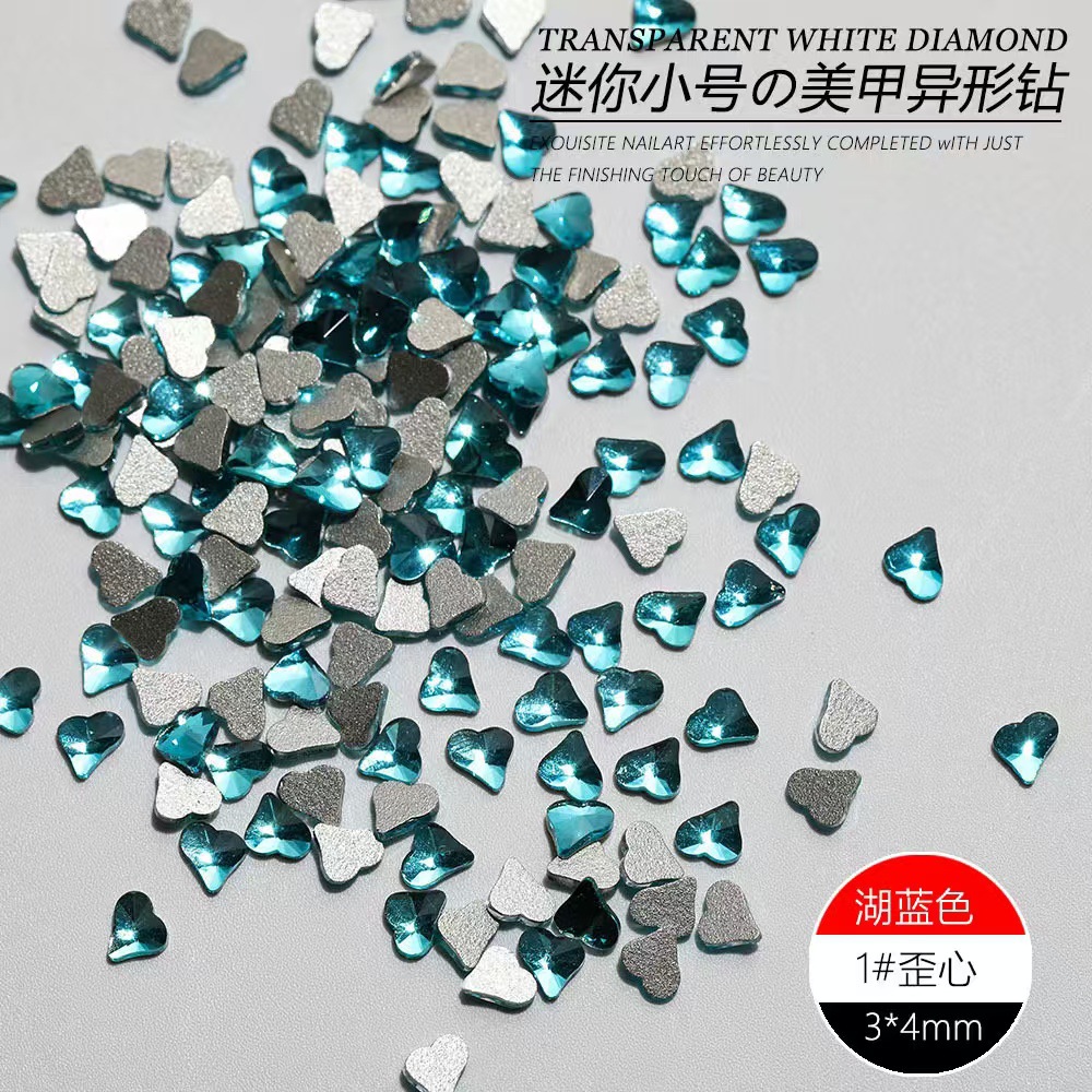 H211-blue flat bottom special shape-crooked heart 5*6