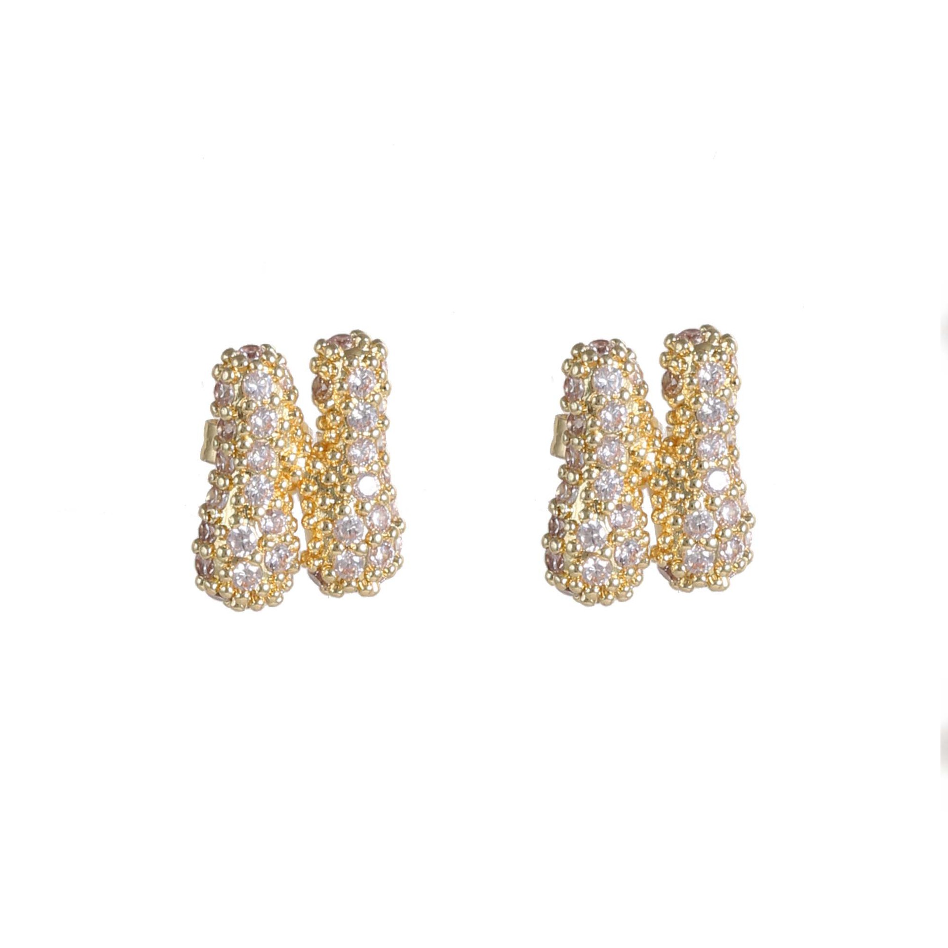 6g Weight Copper Ear Needle Material Ear Studs Classification 1 Pair Quantity Daily Occasion Copper Material Letter Pattern All Seasons Season Women's Gender Plating Design Classic Style Style 1 Pair Classic Style Letter Plating Copper Ear Studs 19