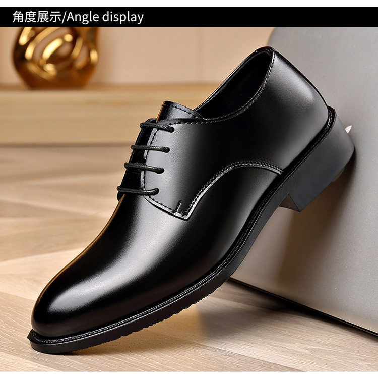 Giày da nam công sở mũi nhọn, gót thấp 1–3 cm, kiểu Anh, dây buộc, phù hợp đi làm và dự tiệc — 2Z101 màu đen chi tiết 15