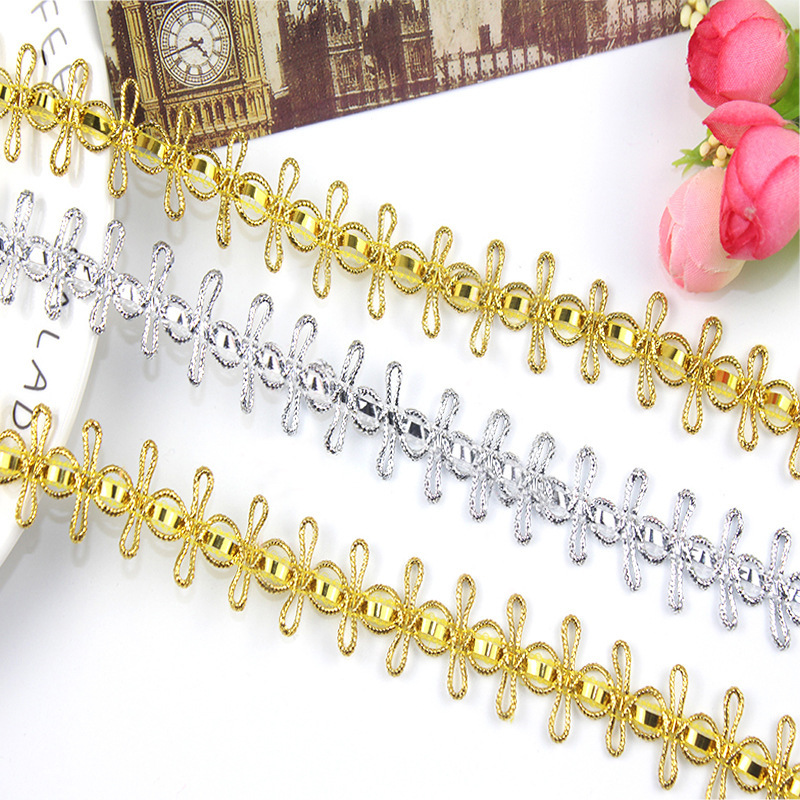 圣诞节财艺金银丝花边 服装辅料精致彩色花边 批发窗帘金色花边