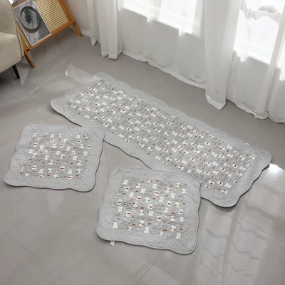 Mat, Cotton Quilted Long Bedside – Multi-function pad - light-gray-printed-mat-50135