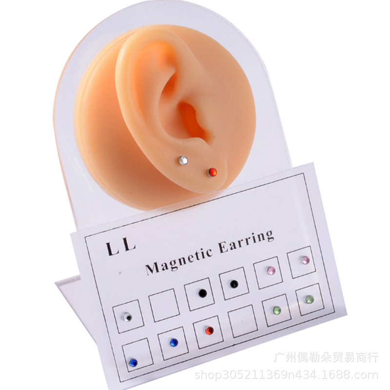New 12Pc Non-Hole Nose Stud Non-Perforated Diamond Magnetic Magnet Nose Stud Small Earrings 	 Lip Studs Without Holes 	 Nose Ring