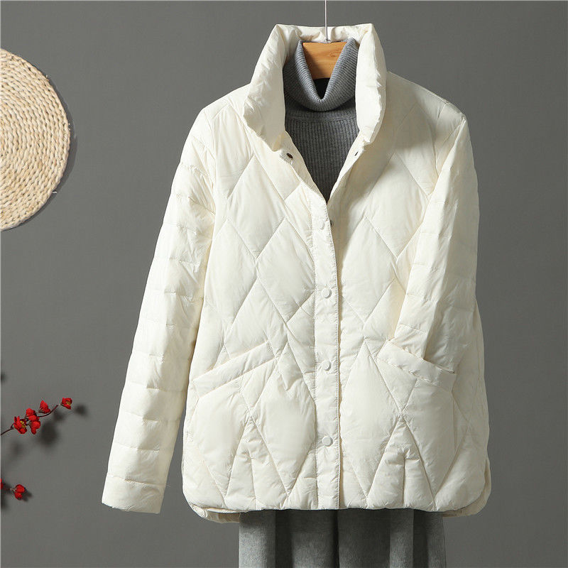 Women's Short Lightweight Down Jacket 2024 Autumn/Winter New Arrival Korean Style Stand Collar White Goose Down Casual Outerwear Trendy