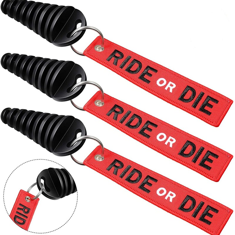 Amazon hot sale motorcycle exhaust plug muffler with high quality RIDE or DIE embroidery keychain