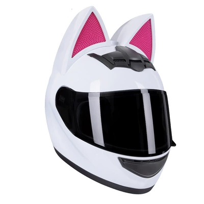 Motosiklet kaskı (dəbilqə) – Universal Helmet for Men and - white-cat-black-lenses-s