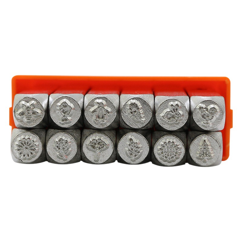 12 UNID patrón sello de acero joyería anillo de cuero hecho a mano herramienta DLY sello de acero Procesamiento de cuero Punch