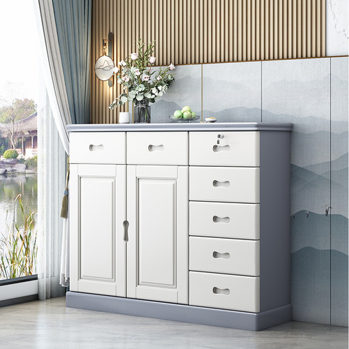 Chinese solid wood bedroom chest of drawers with doors, multi-functional assembly with lock, small storage cabinet, storage cabinet, vertical cabinet