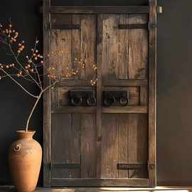 侘寂风老榆木大门实木对开进户门民宿庭院门自建房四合院双开门