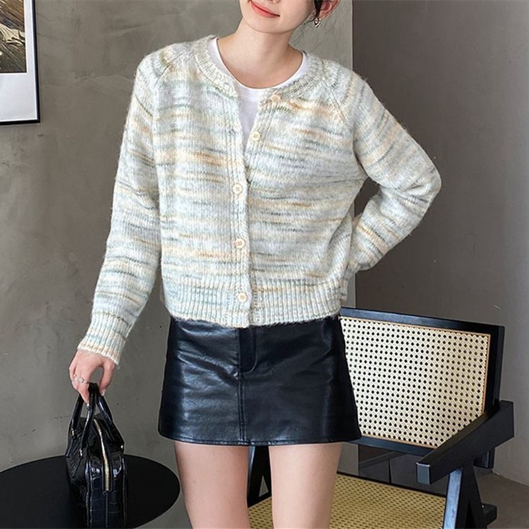 Colorido cuello redondo simple cardigan para mujeres 2023 otoño e invierno nuevo todo-juego abrigo manga larga suelta adelgazamiento ropa de abrigo suéter image 6