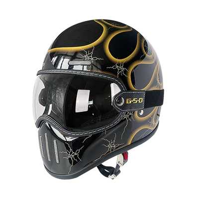 Summer and All-Season Safety Helmet 3C, Motosiklet kaskı (dəbilqə) - golden-flame-transparent-mirror-m55-56