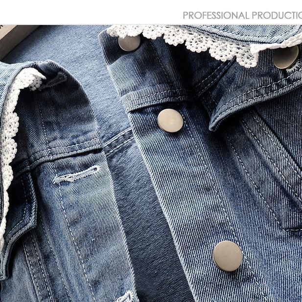 Autumn cute doll, denim long-sleeve, short jacket, oversize