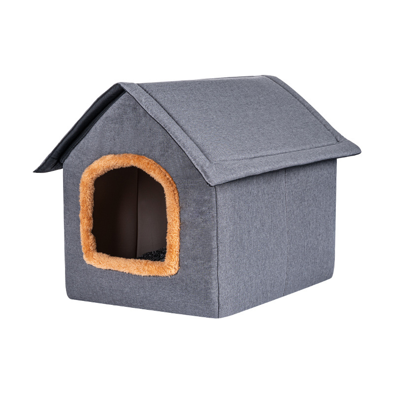 Fuente de la fábrica de invierno cálido gato Nido Casa semi-cerrado gato Villa perro pequeño Peluche perrera suministros para mascotas
