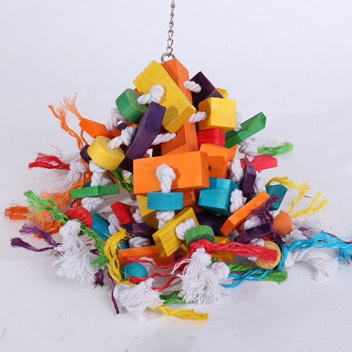 Parrot supplies chew toys chew swing bird cage bird toys wooden foreign trade Amazon combination set