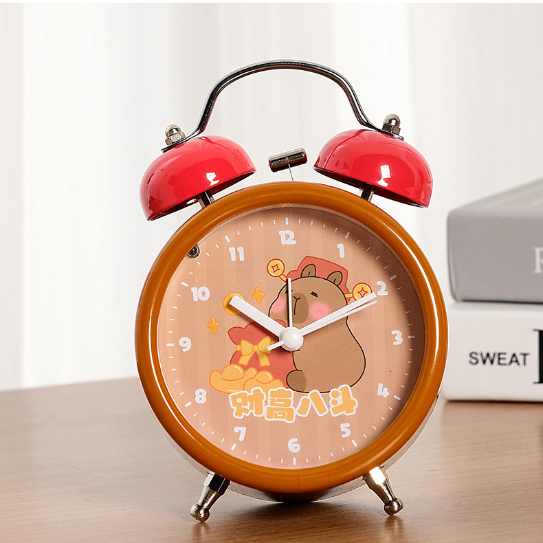 Capibara dibujos animados reloj de cama dormitorio lámpara de noche pequeña alarma digital adorable niño despertar artefacto mágico