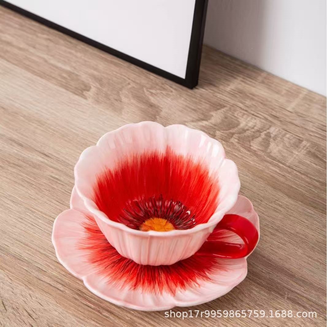 Tazas de café de cerámica transfronteriza, platos, flores pintadas a mano, nuevas tazas de leche de té de la tarde de estilo chino, nuevas redes populares image 23