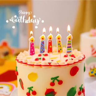 Ins Vintage Korean Color Flame Candle Kids Birthday Cake Dessert Party Decorative Flame Candle Plug-in