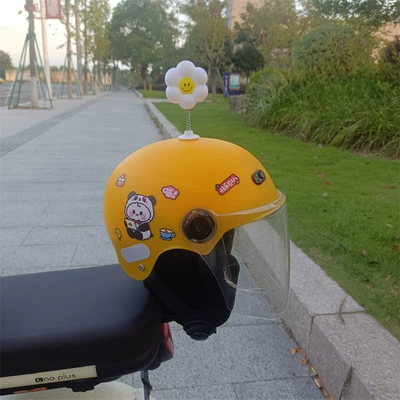 Motosiklet kaskı (dəbilqə) | ear protection adjustable helmet half helmet - white-long-orange-no-11-white-flower-1-5-years-old-ear-protection-jz