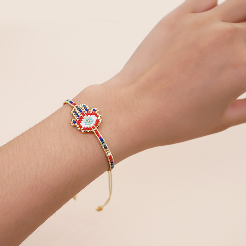 1 Piece Bohemian Hand Of Fatima Eye Glass/Colored Glaze Handmade Unisex Bracelets