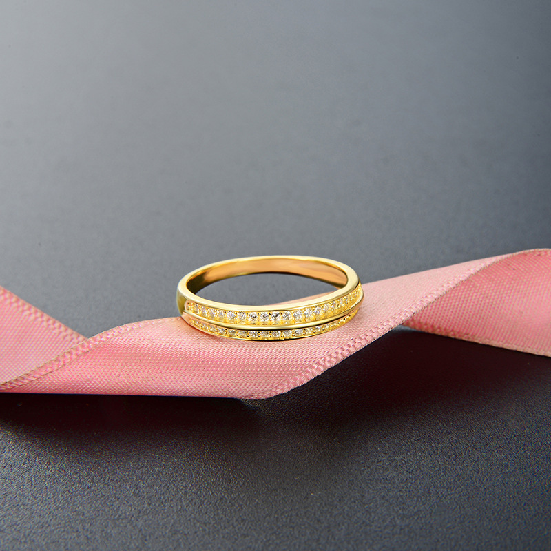 Diseño ligero de lujo y simplicidad 925 plata esterlina anillo de diamantes de doble fila de zircón anillo de cola índice nicho anillo de alta calidad mujer