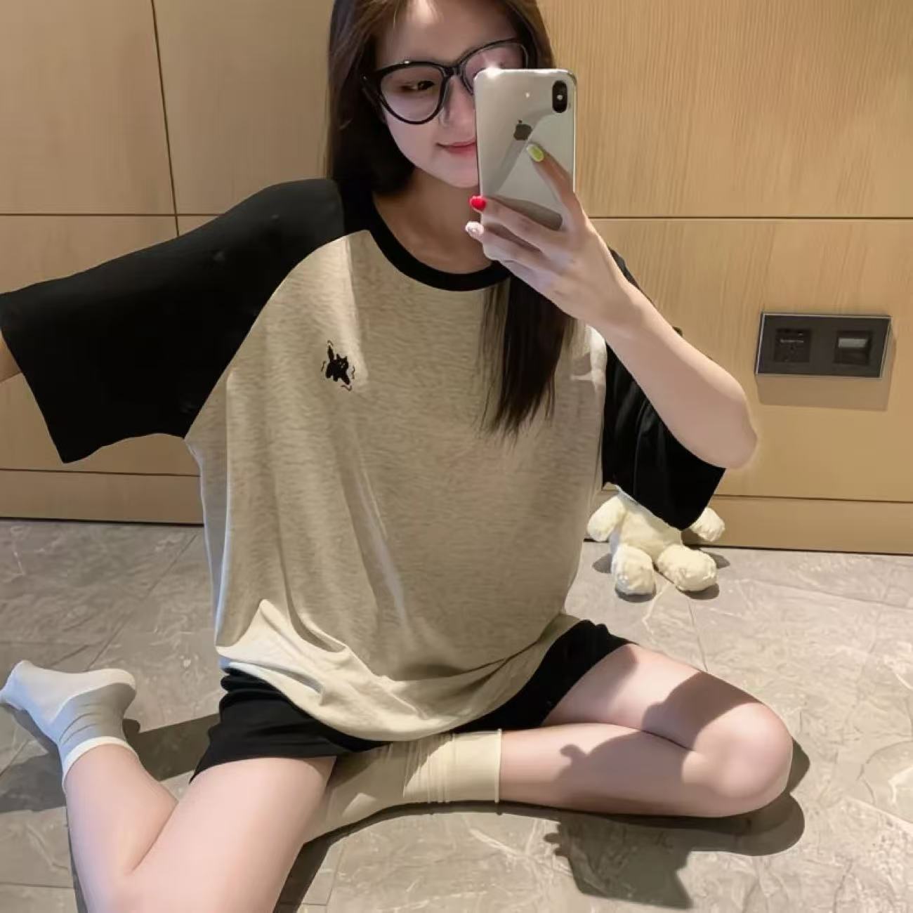 래글런 블랙 더블 쇼트 블랙 캣