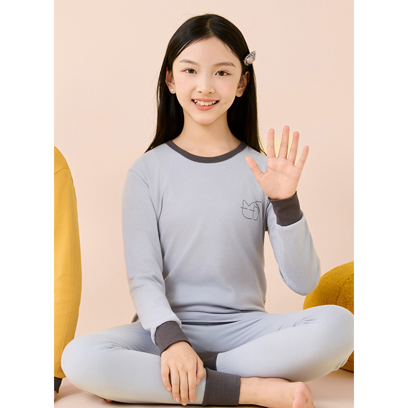 儿童秋衣秋裤纯棉男女童保暖内衣套装青少年打底棉毛衫中小童睡衣|undefined