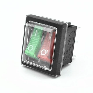 KCD3 红绿双联 6脚2档 防水 船型开关 KCD6双按键 电源开关 25*31