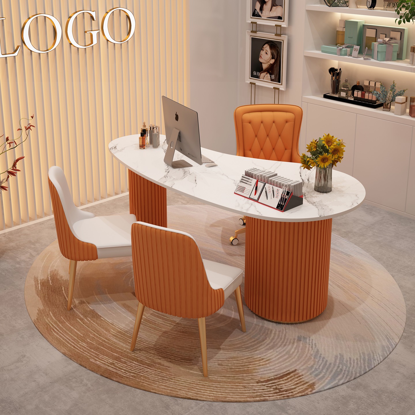 Beauty Salon Light Luxury Medical Beauty Consultation Table Negotiation Room Office Desk Consultation Table Simple Modern Desk Computer Desk Combination