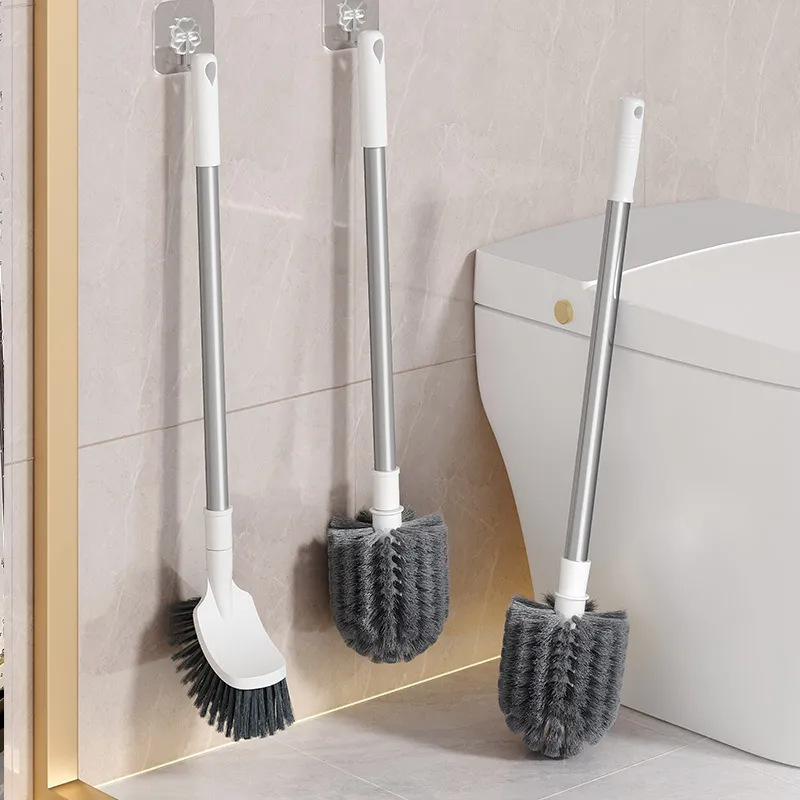 Toilet Brush Household No-Dead-Corner Bathroom Cleaning Wall-Mounted Punch-Free Toilet Brush Long Handle Toilet Cleaning